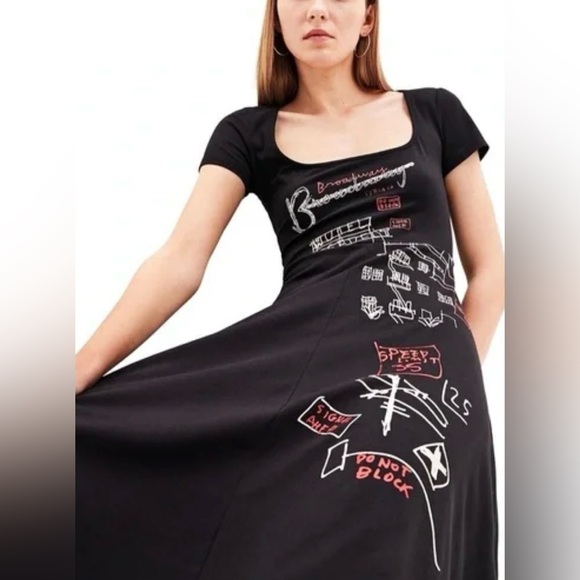 Desigual Dresses & Skirts - Desigual Broadway Road Artsy Print Black Dress Cotton - Knee Lenght